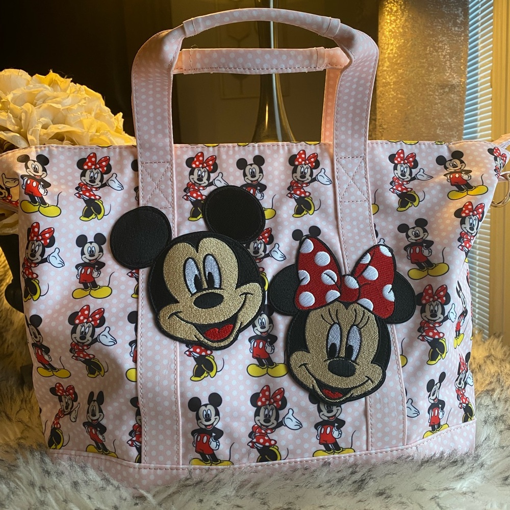 Stoney Clover Lane Pink Mickey & Minnie Patch Tote